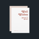 Conseil Rétro simple | Carte de voeux de Mariage rose vif<br><div class="desc">Ce simple rétro | blush rose mariage well wishcard est parfait pour vos classiques funky vintage tonalités de terre mariage. L'aménagement comprend une police boho rustique hippie minimaliste. La palette neutre de couleurs du désert du sud-ouest et le lettrage bohème terreux du milieu du siècle se combinent pour un design...</div>