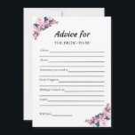 Conseil rose pour la carte de jeu Fête des mariées<br><div class="desc">Vino Before Vows thème Fête des mariées - Aquarelle rose violet fleuri "Conseil pour la mariée" Cartes de jeu de Fête des mariées.</div>
