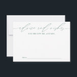 Conseil vert pour les jeunes mariés Carte de conse<br><div class="desc">Ces cartes magnifiquement conçues offrent un moyen unique pour les invités mariages de partager leurs conseils et leurs souhaits sincères avec la mariée et le marié. Idéales pour ajouter une touche personnelle à votre journée spéciale, ces cartes assurent des gardiens chéris pour le couple heureux. Parfait pour les réceptions de...</div>