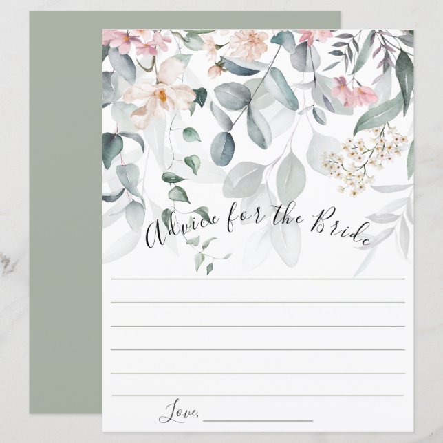 Conseil vert rose floral pour la mariée (Devant / Derrière)