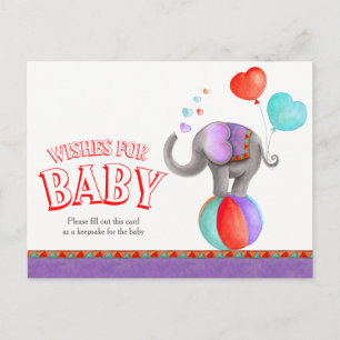 Conseil Voeux pour bébé cirque éléphant douche carte posta