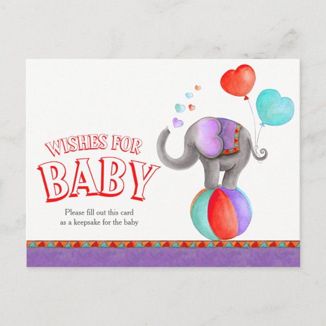 Conseil Voeux pour bébé cirque éléphant douche carte posta (Devant)