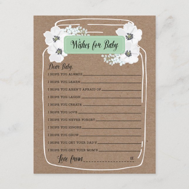 Conseil Wives for Baby Mason Jar Baby shower Carte de jeu (Devant)