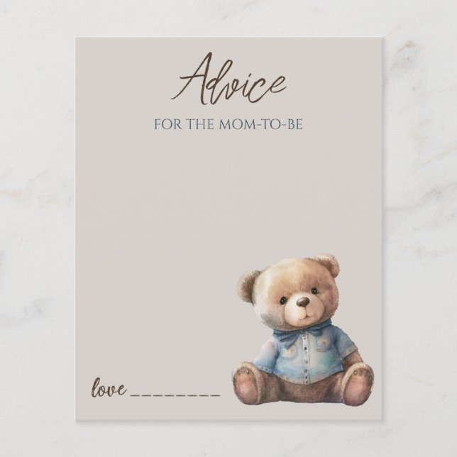Conseils à l'ours mignon pour la carte maman (Devant)