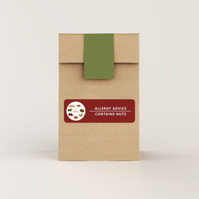 Conseils d'allergie Contient Sticker Étiquette de  (Allergy Advice Contains Nuts Product Label Sticker)