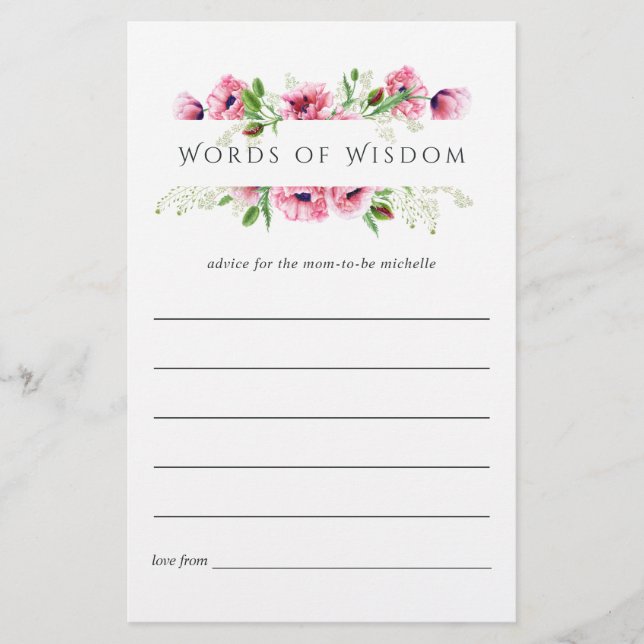 Conseils de Baby Shower Mariage Aquarelle Coquelic (Devant)