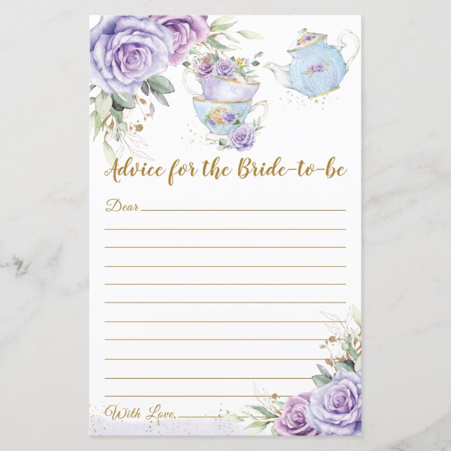 Conseils de fête de thé pour future mariée pour un (Devant)