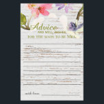 Conseils de Fête des mariées Rustic Rose Florals<br><div class="desc">Des fleurs pastel douces bordent le dessus et le bas d'un arrière - plan en bois blanc pour un cadre rustique doux mais vibrant. Personnalisez notre superbe papeterie avec vos détails de l'événement facilement et rapidement, appuyez simplement sur le bouton customiser. La coordination à l'envers est incluse. Les articles correspondants...</div>