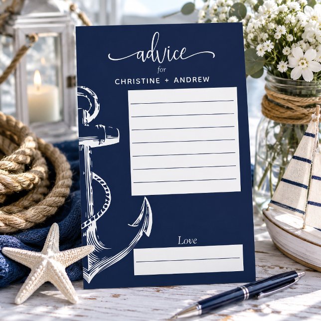 Conseils de mariage d'ancre nautique Navy (Allow your guests to fill out advice cards to give you some wisdom going into your marriage.
)