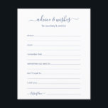 Conseils et souhaits<br><div class="desc">Ces draps simples, bleu et blanc poussiéreux, modernes, minimes, manuscrits Conseils & Voisins sont parfaits pour avoir une douche nuptiale, un dîner de répétition ou des invités mariages remplissent pour le couple heureux. Les gens vont adorer avoir les invites - ils rendent si facile de laisser des mots d'amour de...</div>