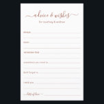 Conseils et souhaits<br><div class="desc">Ces draps simples, en terre cuite et blanc, modernes, minimes, manuscrits Conseils & Voisins sont parfaits pour avoir une douche nuptiale, un dîner de répétition ou des invités mariages remplissent pour le couple heureux. Les gens vont adorer avoir les invites - ils rendent si facile de laisser des mots d'amour...</div>
