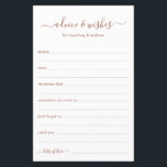 Conseils et souhaits<br><div class="desc">Ces draps simples, en terre cuite et blanc, modernes, minimes, manuscrits Conseils & Voisins sont parfaits pour avoir une douche nuptiale, un dîner de répétition ou des invités mariages remplissent pour le couple heureux. Les gens vont adorer avoir les invites - ils rendent si facile de laisser des mots d'amour...</div>