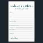 Conseils et souhaits<br><div class="desc">Ces draps simples, turquoises et blancs, modernes, minimes, écrits à la main Conseils & Voisins sont parfaits pour avoir une douche nuptiale, un dîner de répétition ou des invités mariages remplir pour le couple heureux. Les gens vont adorer avoir les invites - ils rendent si facile de laisser des mots...</div>
