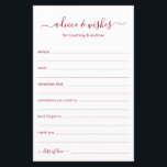 Conseils et souhaits<br><div class="desc">Ces draps simples, rouges et blancs, modernes, minimes, écrits à la main Conseils & Voisins sont parfaits pour avoir une douche nuptiale, un dîner de répétition ou des invités mariages pour le couple heureux. Les gens vont adorer avoir les invites - ils rendent si facile de laisser des mots d'amour...</div>