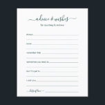 Conseils et souhaits<br><div class="desc">Ces draps simples, turquoises et blancs, modernes, minimes, écrits à la main Conseils & Voisins sont parfaits pour avoir une douche nuptiale, un dîner de répétition ou des invités mariages remplir pour le couple heureux. Les gens vont adorer avoir les invites - ils rendent si facile de laisser des mots...</div>