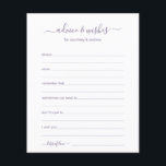 Conseils et souhaits<br><div class="desc">Ces simples, poussiéreux lavande gris violet et blanc, moderne, minimaliste, écriture manuscrite Conseils & Voeux draps sont parfaits pour avoir une douche nuptiale, un dîner de répétition ou des invités mariages remplir pour le couple heureux. Les gens vont adorer avoir les invites - ils rendent si facile de laisser des...</div>