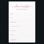 Conseils et souhaits<br><div class="desc">Ces draps simples, roses, rose et blanc, modernes, minimes, manuscrits Conseils & Voisins sont parfaits pour avoir une douche nuptiale, un dîner de répétition ou des invités mariages remplissent pour le couple heureux. Les gens vont adorer avoir les invites - ils rendent si facile de laisser des mots d'amour de...</div>