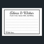 Conseils et souhaits à la frontière pour les carte<br><div class="desc">Ces élégantes cartes de conseil et de voeux de mariage seront le complément parfait à votre réception de mariage. Ce design est composé d'une bordure noire classique et simple avec le texte "Conseils & Voeux pour le nouveau Mr et Mrs", en combinaison de polices calligraphiques et de polices noires simples....</div>