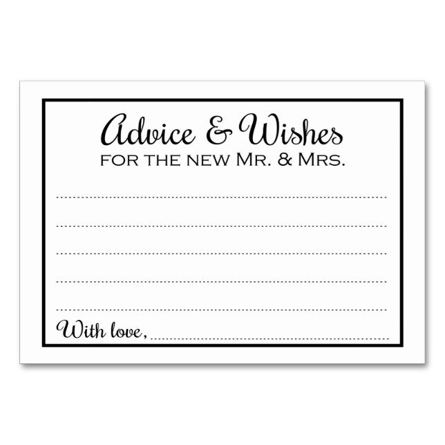 Conseils et souhaits à la frontière pour les carte (Devant)