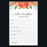 Conseils et souhaits Coral Floral LGBTQ Mariage<br><div class="desc">Ces feuilles simples, fleuries, manuscrites Conseil & Voeux avec des roses d'aquarelle de corail au sommet sont parfaites pour avoir une douche nuptiale, un dîner de répétition ou des invités mariages remplir pour le couple heureux. Les gens vont adorer avoir les invites - ils rendent si facile de laisser des...</div>