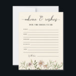 Conseils et souhaits de Fête des mariées fleur sau<br><div class="desc">Elégante carte de conseil et de souhaits de Fête des mariées Fleur sauvage d'aquarelle.</div>