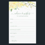 Conseils et souhaits Élégant Floral Jaune<br><div class="desc">Ces jolis, floraux, manuscrits Conseils & Voisins draps d'aquarelle jaune roses au sommet sont parfaits pour avoir une douche nuptiale, un dîner de répétition ou des invités mariages remplir pour le couple heureux. Les gens vont adorer avoir les invites - ils rendent si facile de laisser des mots d'amour de...</div>