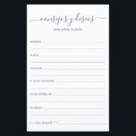 Conseils et souhaits Espagnol<br><div class="desc">Ces feuilles de Consejos y Deseos, simples, modernes, minimes, de couleur bleue poussiéreuse, sont parfaites pour votre douche nuptiale, votre dîner de répétition ou vos invités mariages pour le couple heureux. Les gens vont adorer avoir les invites - ils rendent si facile de laisser des mots d'amour de conseils et...</div>