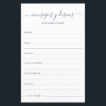 Conseils et souhaits Espagnol<br><div class="desc">Ces feuilles de Consejos y Deseos, simples, modernes, minimes, pourpres et poussiéreuses, sont parfaites pour votre douche nuptiale, votre dîner de répétition ou vos invités mariages pour le couple heureux. Les gens vont adorer avoir les invites - ils rendent si facile de laisser des mots d'amour de conseils et de...</div>