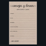 Conseils et souhaits Espagnol<br><div class="desc">Ces draps simples, noirs et blancs, rustiques, minimes, écrits à la main Espagnol Conseils & Voeux/Consejos y Deseos sont parfaits pour avoir une douche nuptiale, un dîner de répétition ou des invités mariages pour le couple heureux. Les gens vont adorer avoir les invites - ils rendent si facile de laisser...</div>