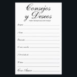 Conseils et souhaits Espagnol<br><div class="desc">Ces draps élégants, noirs et blancs, modernes, écrits à la main Consejos y Deseos/Advice & Wish sont parfaits pour avoir votre douche nuptiale, dîner de répétition ou des invités mariages pour le couple heureux. Les gens vont adorer avoir les invites - ils rendent si facile de laisser des mots d'amour...</div>