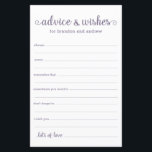 Conseils et souhaits Mariages pour LGBTQ violet mo<br><div class="desc">Ces feuilles simples, violettes et blanches, modernes, minimes, écriture manuscrite LGBTQ Conseils & Voeux sont parfaites pour avoir à votre douche nuptiale, dîner de répétition ou mariage pour les invités à remplir pour le couple heureux. Les gens vont adorer avoir les invites - ils rendent si facile de laisser des...</div>
