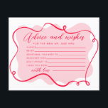 Conseils et souhaits retro rose et rouge cadre ond<br><div class="desc">Conseils et souhaits retro rose et rouge carte à cadre ondulé. Éléments correspondants disponibles.</div>