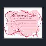 Conseils et vœux cadre ondulé rose et rouge rétro<br><div class="desc">Carte de conseils et vœux cadre ondulé rose et rouge rétro. Articles assortis disponibles.</div>
