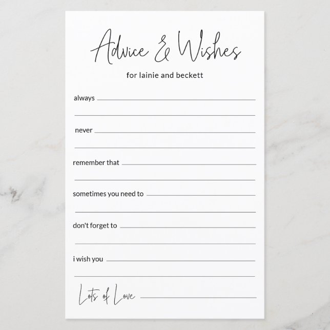 Conseils et Vœux de Mariage (Devant)