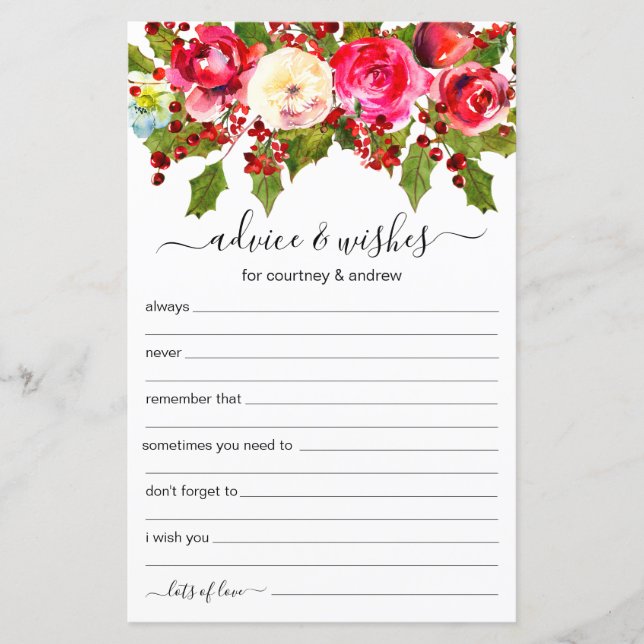 Conseils et Vœux de Mariage de Noël (Devant)