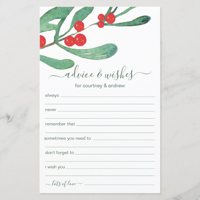 Conseils et Vœux de Mariage de Noël (Devant)