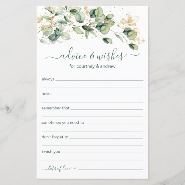 Conseils et vœux de mariage Eucalyptus (Devant)