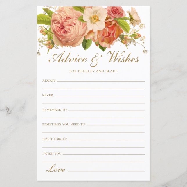 Conseils et Vœux de Mariage Floraux Élégants (Devant)