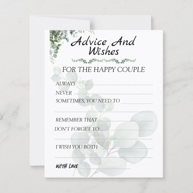 Conseils et vœux de mariage modernes Eucalyptus (Devant)