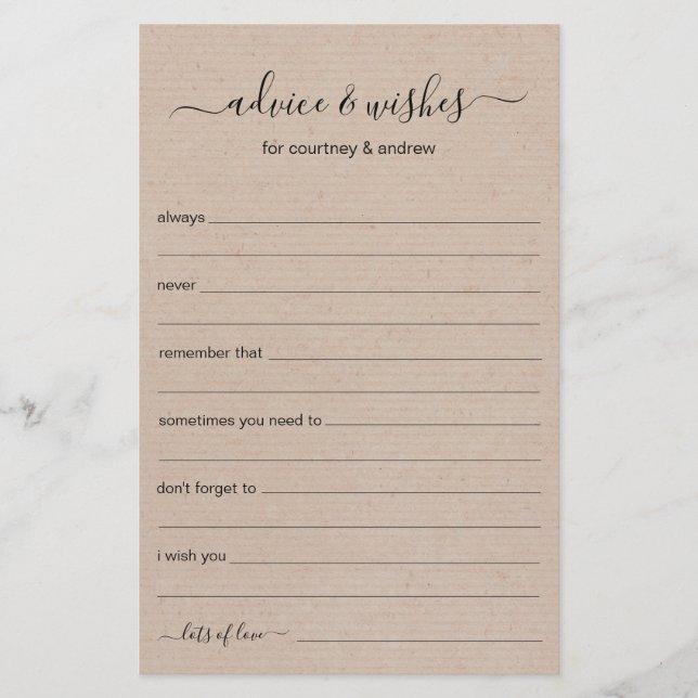 Conseils et vœux de mariage rustiques  (Devant)