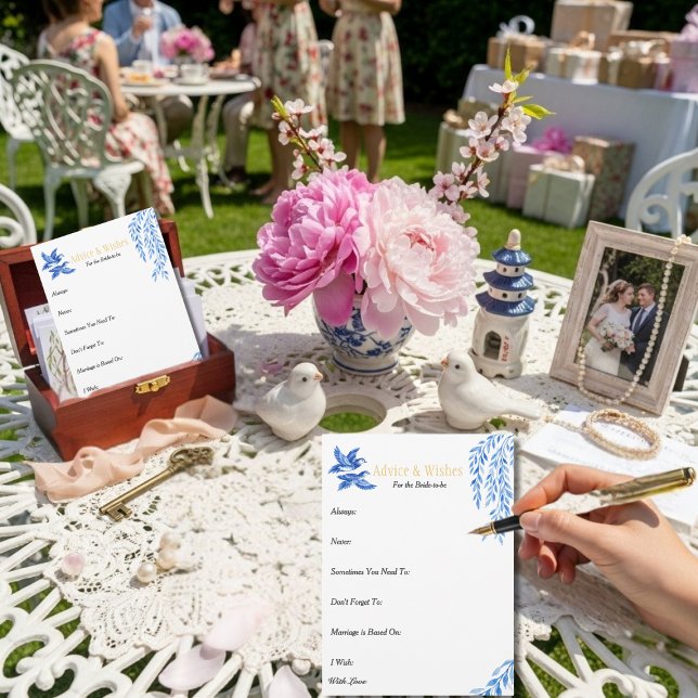 Conseils et vœux  Enterrement de vie de jeune fill (
Advice & Wishes Bridal shower Blue Chinoiserie)