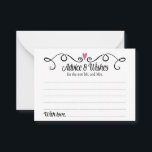 Conseils et voeux pour les cartes de mariage M. Mm<br><div class="desc">Ces cartes Conseils & Voeux élégantes seront l'ajout parfait à votre réception de mariage. Il est doté d'une tourbillonnant bordure noire avec un coeur prune violet au-dessus. Le texte à l'intérieur est "Conseils & Voeux" dans une police de caractères noir amusante et "pour le nouveau Mr et Mme" dans une...</div>