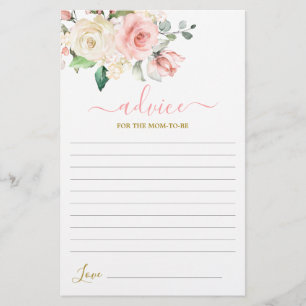 Conseils floraux rose pour la maman à être carte