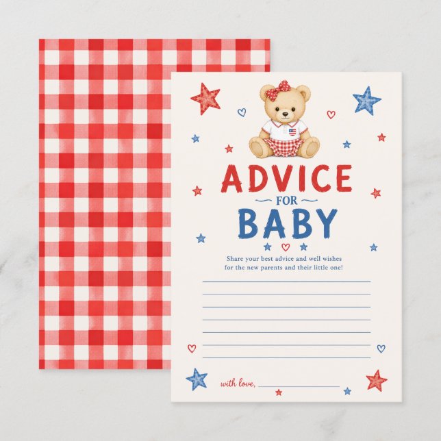 Conseils pour carte de bébé fille (Devant / Derrière)
