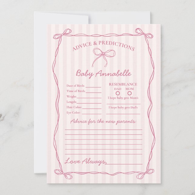 Conseils pour la carte de Baby shower de coquette  (Devant)