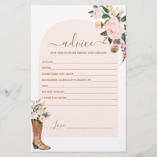 Conseils pour la fille pour la carte Mariée (Devant)