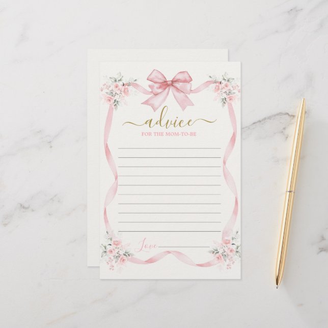 Conseils pour la maman à être carte (Devant/Arrière en situation)