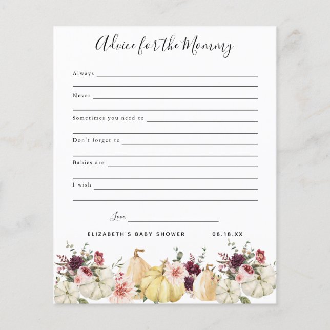Conseils pour la Maman | Jeu de Baby Shower (Devant)