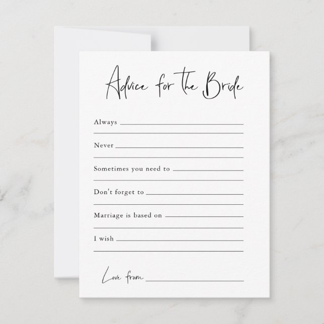 Conseils pour la mariée | Carte de fête de mariage (Devant)
