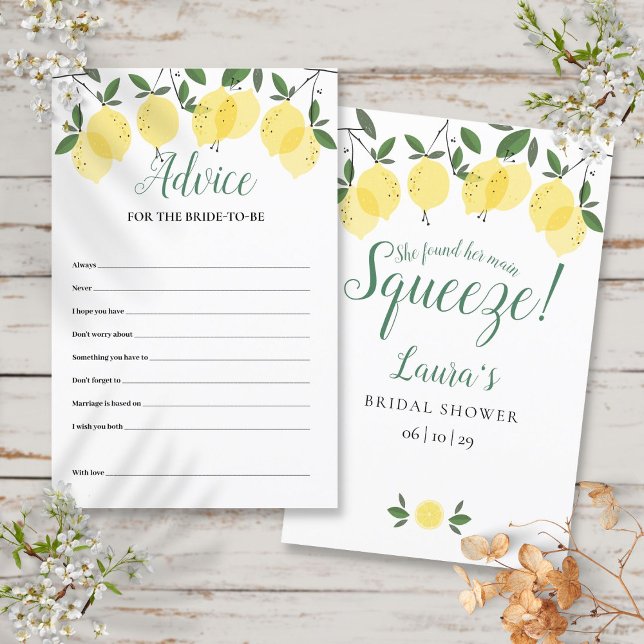 Conseils pour la mariée Carte de fiançailles aux c (Advice For The Bride Lemons Bridal Shower Card)